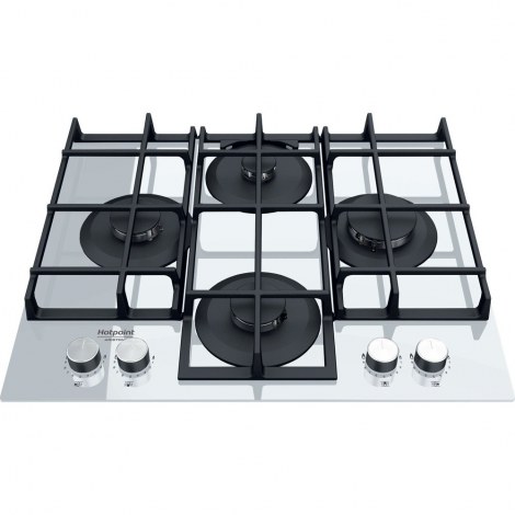Hotpoint | HAGS 61F/WH | Hob | Gas on glass | Number of burners/cooking zones 4 | Rotary knobs | White - 2